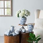 Ваза округлой формы с синим цветочным узором Blue & White Ornament  варинант исполнения - 4 | Loft Concept в Тюмени