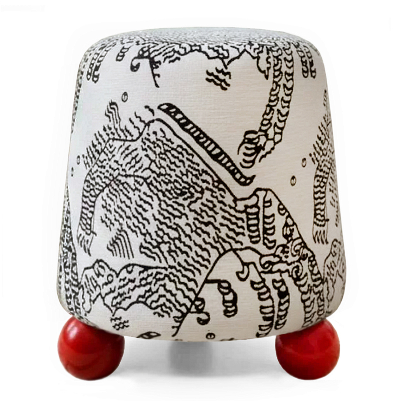 Пуф Wakonda Черно-Белый с красными ножками Белый Черный Красный в Тюмени | Loft Concept 