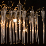 Люстра подвесная прямоугольная с бронзовыми акцентами и прозрачными стеклянными каплями Droplet Chandelier варинант исполнения - 6 | Loft Concept в Тюмени