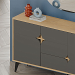 Комод цвета древесины с 3-мя дверцами и выдвижным ящиком темно-серого цвета SPARK CONSOLE OAK ANTHRACITE варинант исполнения - 3 | Loft Concept в Тюмени