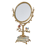 Зеркало с бронзовой подставкой в виде дерева и фарфоровыми птичками на голубом основании Eden Garden варинант исполнения - 1 | Loft Concept в Тюмени