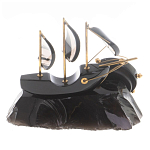Часы настольные в виде парусника из натурального камня Обсидиан Sailboat Stone Clock варинант исполнения - 6 | Loft Concept в Тюмени