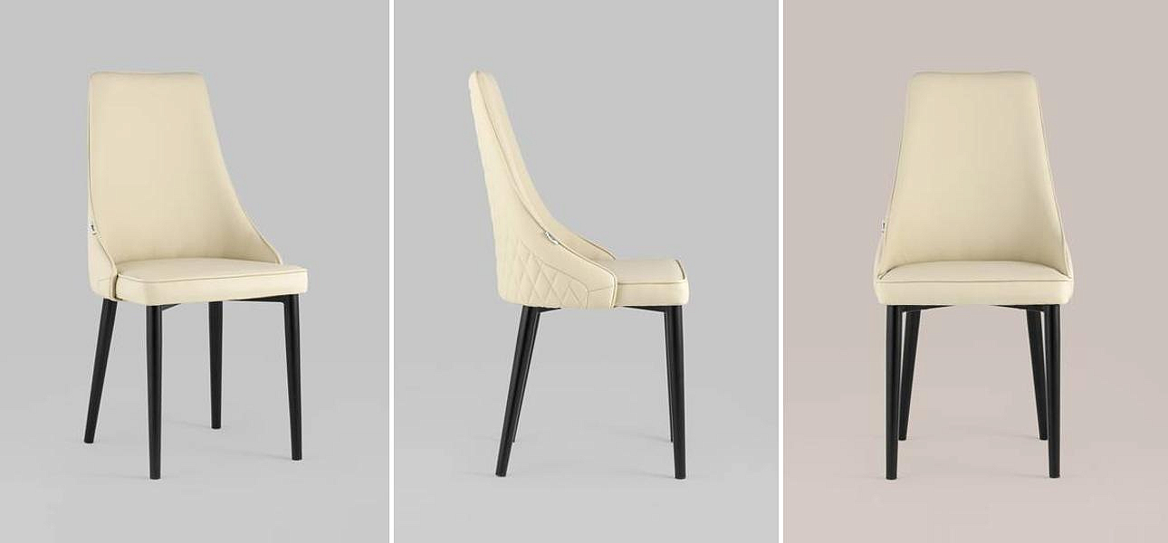 Стул Versailles Chair Кремовая Экокожа Черные ножки Стул Versailles Chair Кремовая Экокожа Черные ножки - Loft-Concept в Тюмени