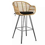 Стул барный с ротанговым плетением Half Bar Chair with Wicker с подлокотниками варинант исполнения - 2 | Loft Concept в Тюмени