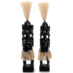 Комплект из 2-х деревянных статуэток Asmat Straw Headdress Statuettes Black варинант исполнения - 1 | Loft Concept в Тюмени
