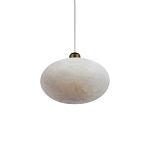 Подвесной светильник с плафоном в виде эллипса из белого алебастра Cryptocrystalline Stone варинант исполнения - 3 | Loft Concept в Тюмени