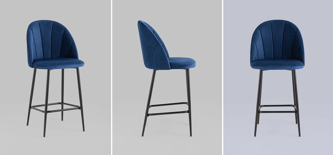 Барный Стул Balsari S Chair Синий Велюр Барный Стул Balsari S Chair Синий Велюр - Loft-Concept в Тюмени