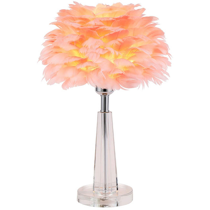 Настольная лампа с перьями Plumage Pink Table Lamp Розовый Хром Прозрачный Настольная лампа с перьями Plumage Pink Table Lamp Розовый Хром Прозрачный в Тюмени | Loft Concept