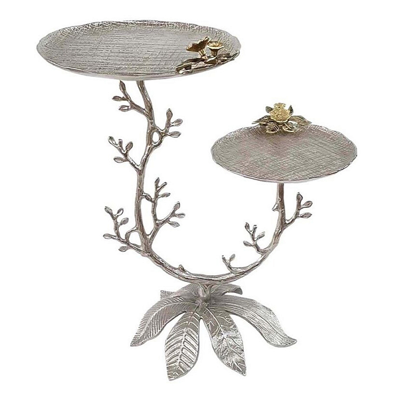 Столик с двумя круглыми столешницами на соновании виде изогнутых ветвей Forest Fairy Tale Серебряный в Тюмени | Loft Concept 