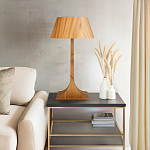 Настольная лампа со скошенным конусовидным абажуром и фигурной ножкой в цвете тик Accord Lighting варинант исполнения - 7 | Loft Concept в Тюмени