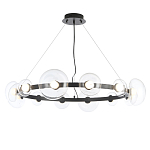 Люстра подвесная круглая с 12-ю прозрачными куполообразными плафонами и черным металлическим основанием Flos Wireline Lighting варинант исполнения - 1 | Loft Concept в Тюмени