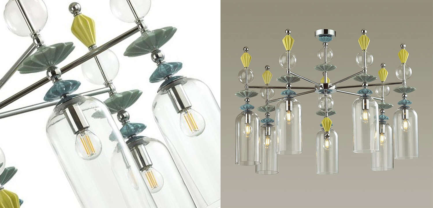Люстра Iris Glass Chandelier candy 7 chrome Люстра Iris Glass Chandelier candy 7 chrome - Loft-Concept в Тюмени