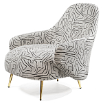 Кресло мягкое с принтом на золотистых ножках Onlooker варинант исполнения - 5 | Loft Concept в Тюмени