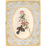 Декоративный постер с изображением птиц в раме с рельефным растительным узором Blooming Birds Poster варинант исполнения - 11 | Loft Concept в Тюмени