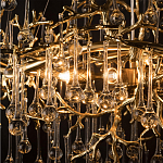Подвесная люстра в виде ветвей деревьев золотого цвета с прозрачными подвесками-каплями 10 и 14 ламп Droplet Chandelier варинант исполнения - 6 | Loft Concept в Тюмени