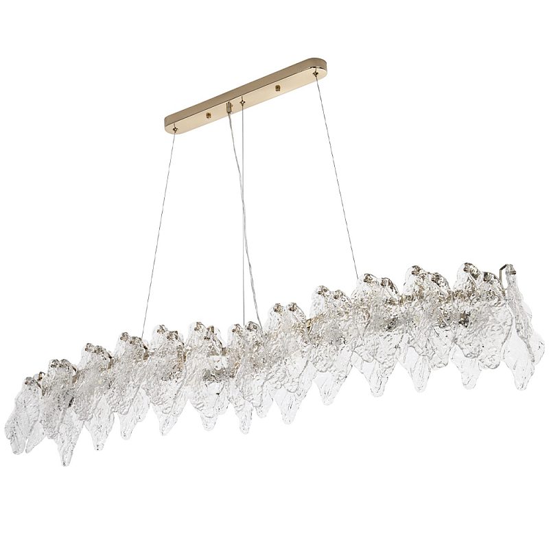Линейная люстра с декором из текстурированного стекла Textured Glass Linear Chandelier 8 Прозрачное Стекло Золотой Линейная люстра с декором из текстурированного стекла Textured Glass Linear Chandelier 8 Прозрачное Стекло Золотой в Тюмени | Loft Concept
