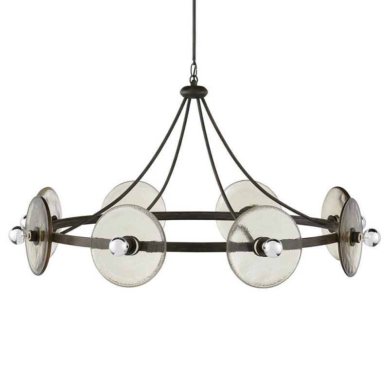 Люстра круглая с литыми стеклянными дисками Olympe Glass Chandelier Черный Прозрачное Стекло Люстра круглая с литыми стеклянными дисками Olympe Glass Chandelier Черный Прозрачное Стекло в Тюмени | Loft Concept