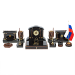 Настольный письменный набор с часами из природного камня обсидиана Peace Contract варинант исполнения - 1 | Loft Concept в Тюмени