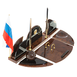 Настольный письменный набор с часами из природного камня обсидиана Oval Office варинант исполнения - 2 | Loft Concept в Тюмени