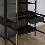 Витрина Primo со стеклянными фасадами и 2 ящиками Темный орех варинант исполнения - 5 | Loft Concept в Тюмени