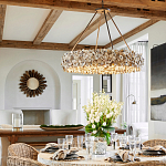 Люстра круглая с абажуром из устричных раковин Sea Ravens варинант исполнения - 4 | Loft Concept в Тюмени