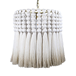 Подвесной светильник круглый плетеный с белой бахромой Braided Bundle of Ears варинант исполнения - 1 | Loft Concept в Тюмени