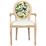 Стул с подлокотниками золотистый из бука с изображением птиц и цветов Blooming Birds варинант исполнения - 1 | Loft Concept в Тюмени