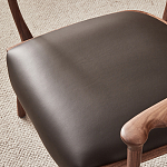 Стул деревянный с мягким сиденьем из коричневой натуральной кожи Moon Walnut Furniture варинант исполнения - 9 | Loft Concept в Тюмени