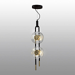 Подвесной светильник с черным основанием и золотистым декором Bruno Duo варинант исполнения - 4 | Loft Concept в Тюмени