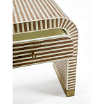 Тумбочка прикроватная с ящиком Tofino Stripes Bone Inlay Bedside Beige варинант исполнения - 3 | Loft Concept в Тюмени