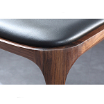 Стул деревянный с мягким сиденьем из черной натуральной кожи Moon Walnut Furniture варинант исполнения - 9 | Loft Concept в Тюмени