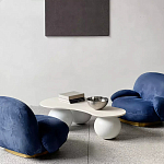 Дизайнерский журнальный стол с изогнутой столешницей на круглых ножках Rigilyr варинант исполнения - 3 | Loft Concept в Тюмени