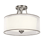 Потолочный светильник с двойным цилиндрическим плафоном из белого стекла и прозрачной органзы Kichler варинант исполнения - 7 | Loft Concept в Тюмени