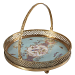 Блюдо круглое с ручкой и голубым фарфоровым дном с цветочным рисунком Blue Garden варинант исполнения - 1 | Loft Concept в Тюмени