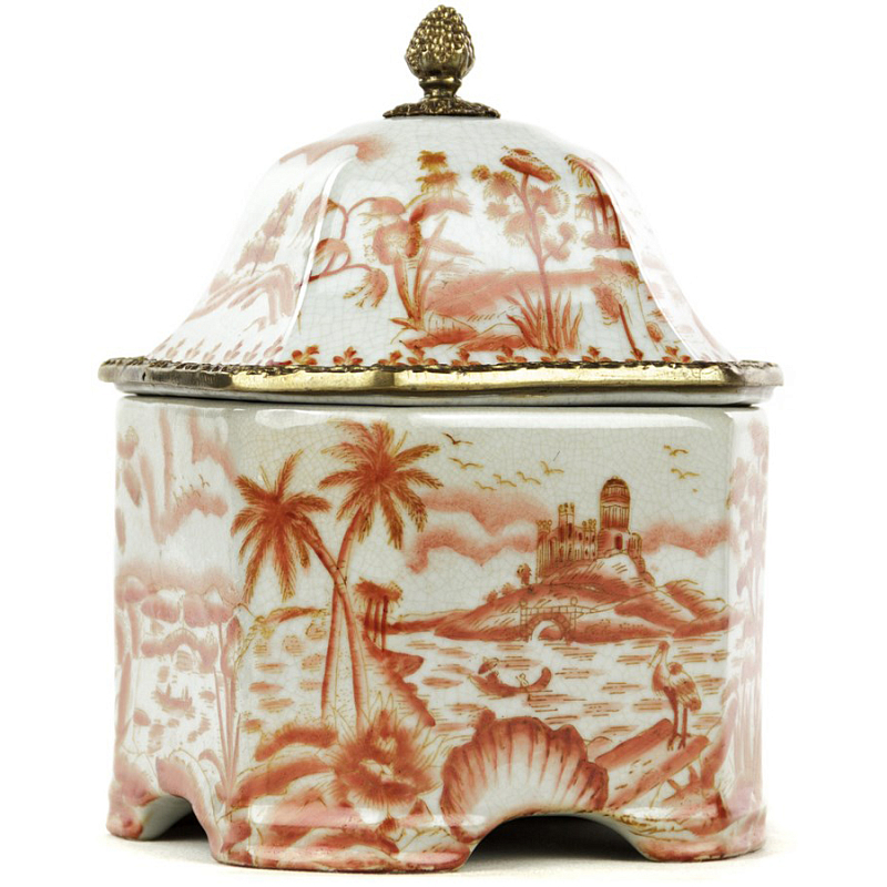 Шкатулка Box Chinoiserie Белый Бронза Коралловый Шкатулка Box Chinoiserie Белый Бронза Коралловый в Тюмени | Loft Concept