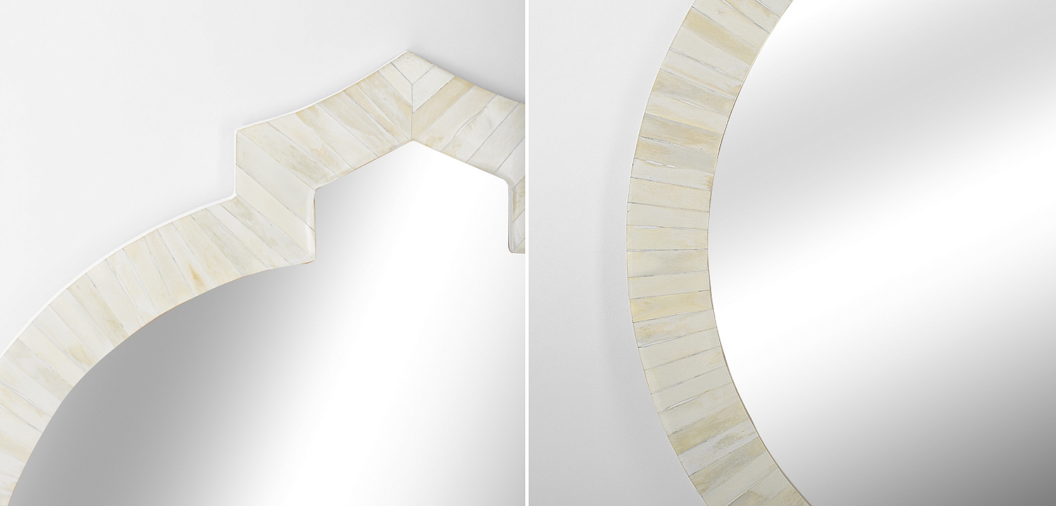Зеркало Bone Inlay Round Mirror white Зеркало Bone Inlay Round Mirror white - Loft-Concept в Тюмени