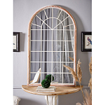 Зеркало-окно настенное в венецианском стиле с деревянной рамой бежевого цвета Venetian Smooth варинант исполнения - 5 | Loft Concept в Тюмени