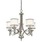 Люстра с белыми тканевыми абажурами в прозрачных стеклянных цилиндрах Kichler варинант исполнения - 6 | Loft Concept в Тюмени