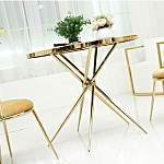 Обеденный стол с чёрной круглой столешницей на золотых ножках Rive Gauche Table варинант исполнения - 1 | Loft Concept в Тюмени