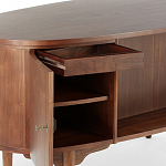 Дизайнерский письменный стол округлой формы с 4-мя ящиками и дверкой с полочками Rili варинант исполнения - 3 | Loft Concept в Тюмени