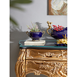 Чаша темно-синяя фарфоровая с бронзовыми ручками и ажурным ободком Eden Garden варинант исполнения - 4 | Loft Concept в Тюмени