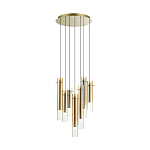 Люстра каскадная с 7-ю цилиндрическими плафонами из стекла Luminous Cylinders варинант исполнения - 4 | Loft Concept в Тюмени