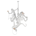 Люстра с тремя фигурами обезьян с лампочками в руках белого цвета Hanging Monkey варинант исполнения - 1 | Loft Concept в Тюмени