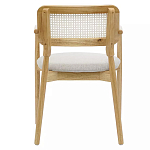 Стул обеденный с мягким сиденьем и спинкой из плетеного ротанга Wood and Textile Chair варинант исполнения - 4 | Loft Concept в Тюмени