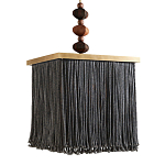 Люстра квадратная с бахромой и подвесом из деревянных бусин Psyche варинант исполнения - 2 | Loft Concept в Тюмени