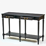 Консоль черная из массива березы с полкой и двумя ящиками Vintage варинант исполнения - 2 | Loft Concept в Тюмени