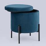 Синий пуф на черных ножках SANJAY варинант исполнения - 2 | Loft Concept в Тюмени