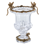 Ваза из прозрачного стекла на бронзовой подставке с ободком и ручками в виде стрекоз Eden Garden варинант исполнения - 1 | Loft Concept в Тюмени