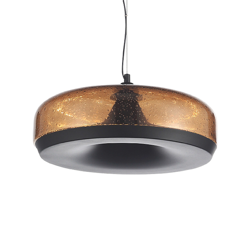 Подвесной светильник с стеклянным плафоном LED 42W 3000K Glass Textured Lampshade Черный Коричневый в Тюмени | Loft Concept 