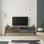 ТВ-тумба с раздвижными дверцами Mallin Metal TV Stand варинант исполнения - 4 | Loft Concept в Тюмени
